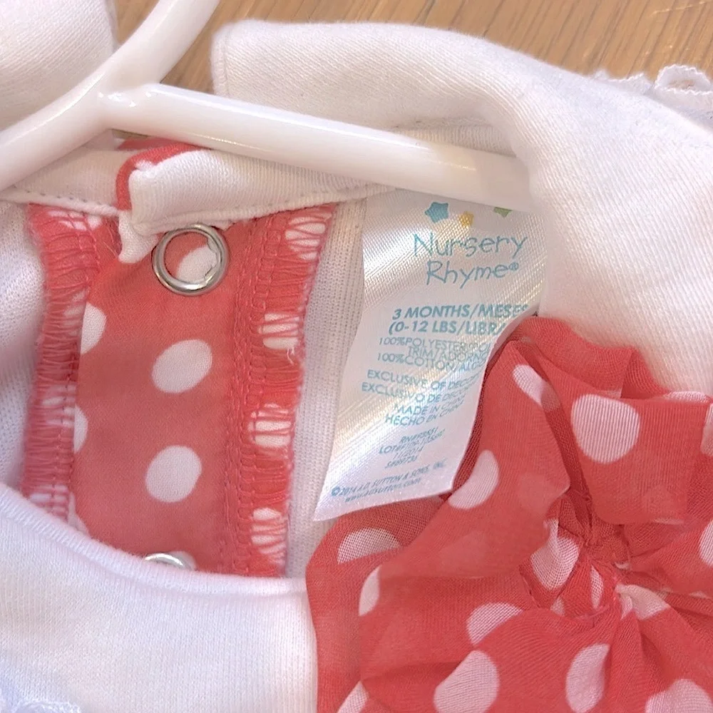 NWOT Nursery Rhyme Chiffon Style Ruffle Polkadot Sleeveless Onesie Romper